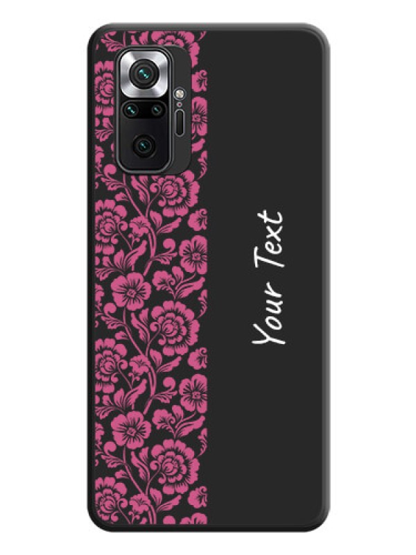 Custom Pink Floral Pattern Design With Custom Text On Space Black Personalized Soft Matte Phone Covers -Xiaomi Redmi Note 10 Pro Max