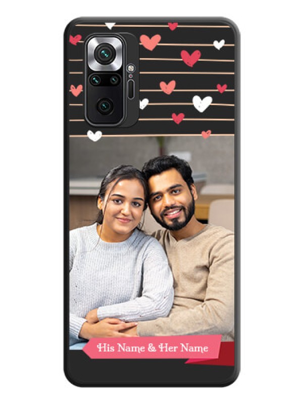 Custom Love Pattern with Name on Pink Ribbon  on Photo on Space Black Soft Matte Back Cover - Redmi Note 10 Pro