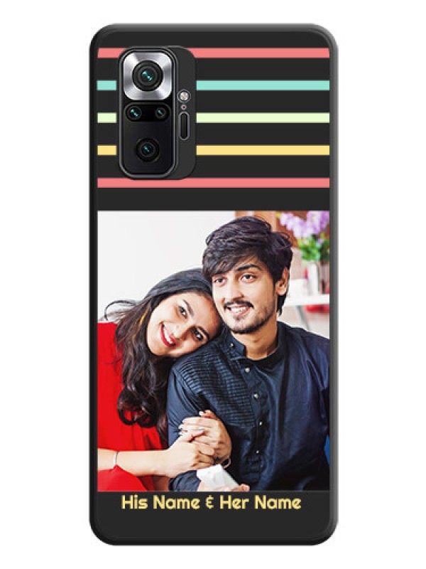 Custom Color Stripes with Photo and Text on Photo on Space Black Soft Matte Mobile Case - Redmi Note 10 Pro