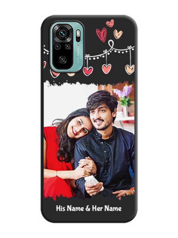 Custom Pink Love Hangings with Name on Space Black Custom Soft Matte Phone Cases - Redmi Note 10