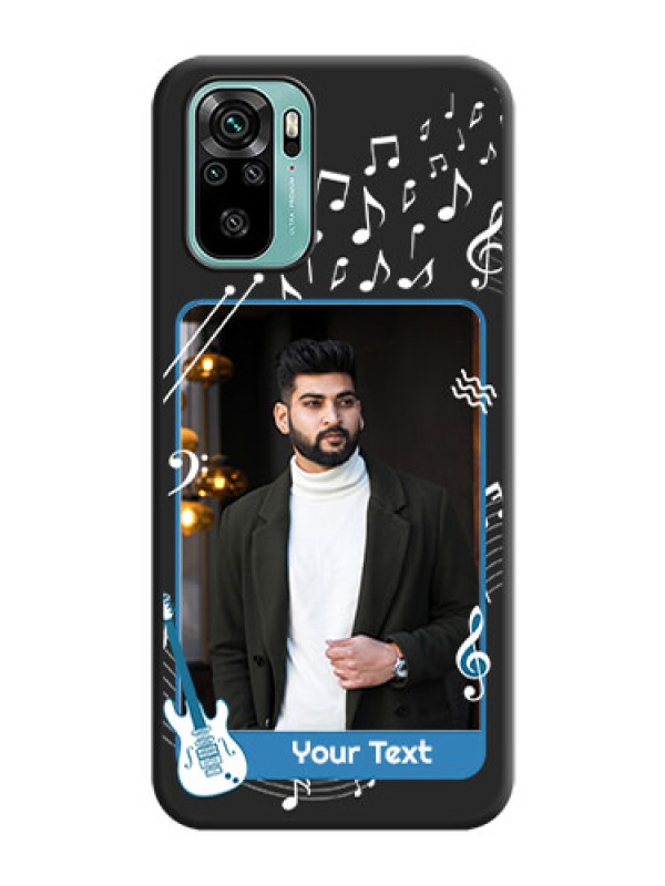 Custom Musical Theme Design with Text on Photo on Space Black Soft Matte Mobile Case - Redmi Note 10