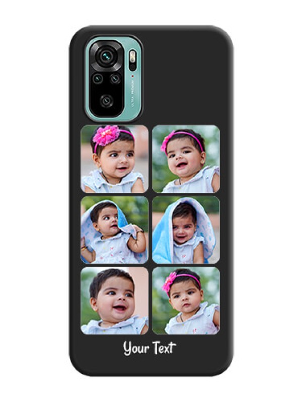 Custom Floral Art with 6 Image Holder on Photo on Space Black Soft Matte Mobile Case - Redmi Note 10