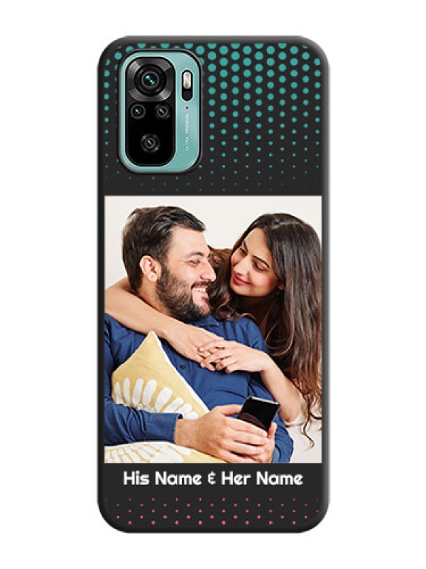 Custom Faded Dots with Grunge Photo Frame and Text on Space Black Custom Soft Matte Phone Cases - Redmi Note 10