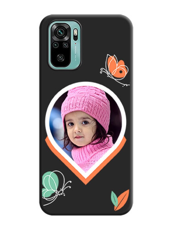 Custom Upload Pic With Simple Butterly Design On Space Black Personalized Soft Matte Phone Covers -Xiaomi Redmi Note 10