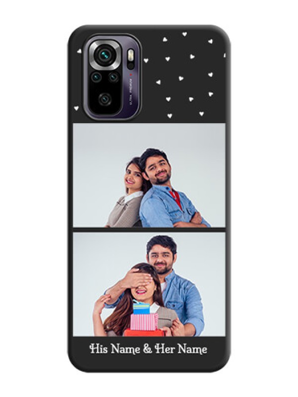 Custom Miniature Love Symbols with Name on Space Black Custom Soft Matte Back Cover - Redmi Note 10s