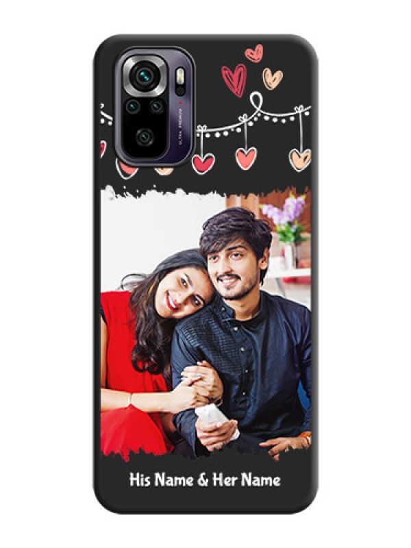 Custom Pink Love Hangings with Name on Space Black Custom Soft Matte Phone Cases - Redmi Note 10s