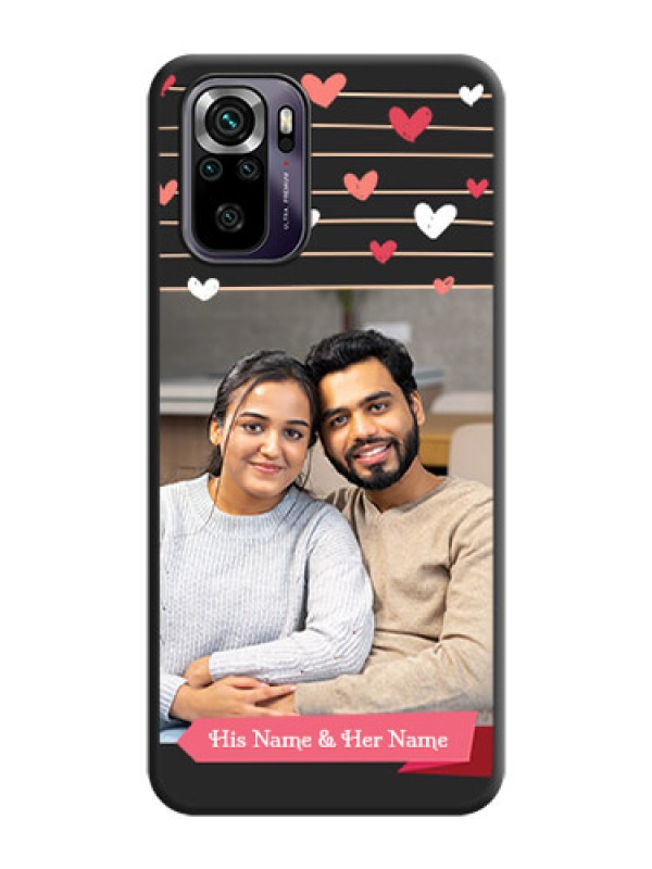 Custom Love Pattern with Name on Pink Ribbon  on Photo on Space Black Soft Matte Back Cover - Redmi Note 10s