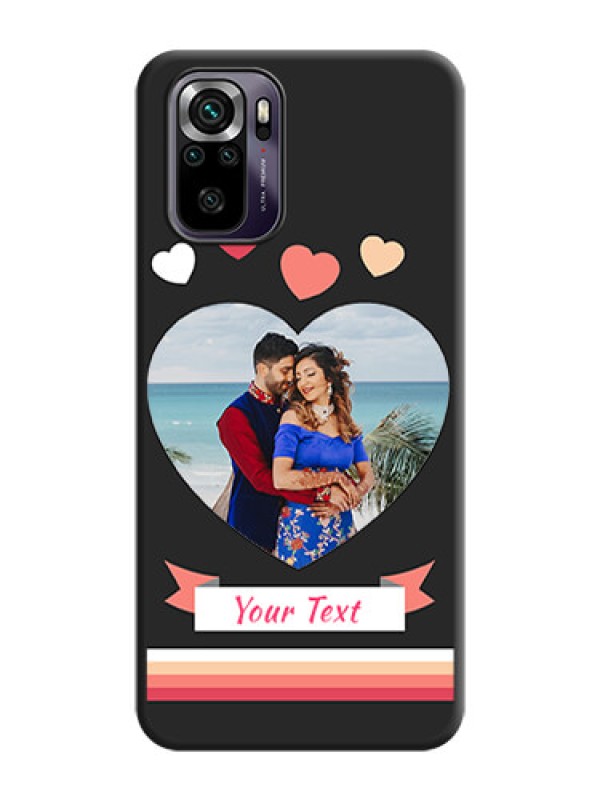 Custom Love Shaped Photo with Colorful Stripes on Personalised Space Black Soft Matte Cases - Redmi Note 10s