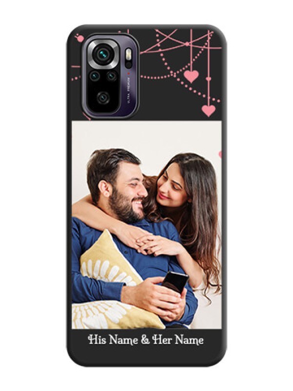 Custom Pink Love Hangings with Text on Space Black Custom Soft Matte Back Cover - Redmi Note 10s