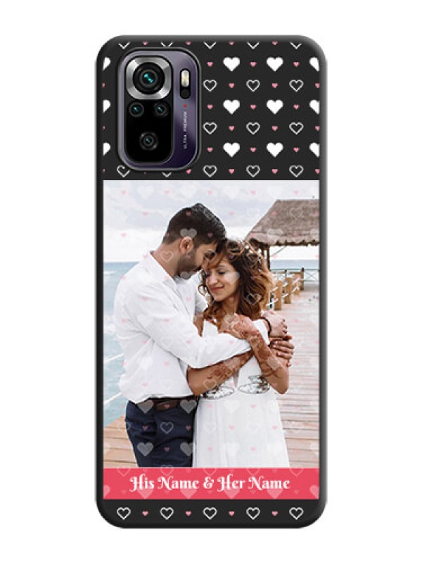 Custom White Color Love Symbols with Text Design on Photo on Space Black Soft Matte Phone Cover - Redmi Note 10s