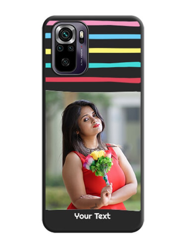 Custom Multicolor Lines with Image on Space Black Personalized Soft Matte Phone Covers - Redmi Note 10s