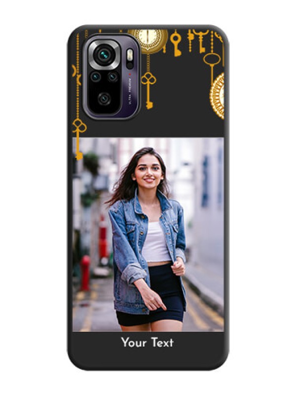 Custom Decorative Design with Text on Space Black Custom Soft Matte Back Cover - Redmi Note 10s