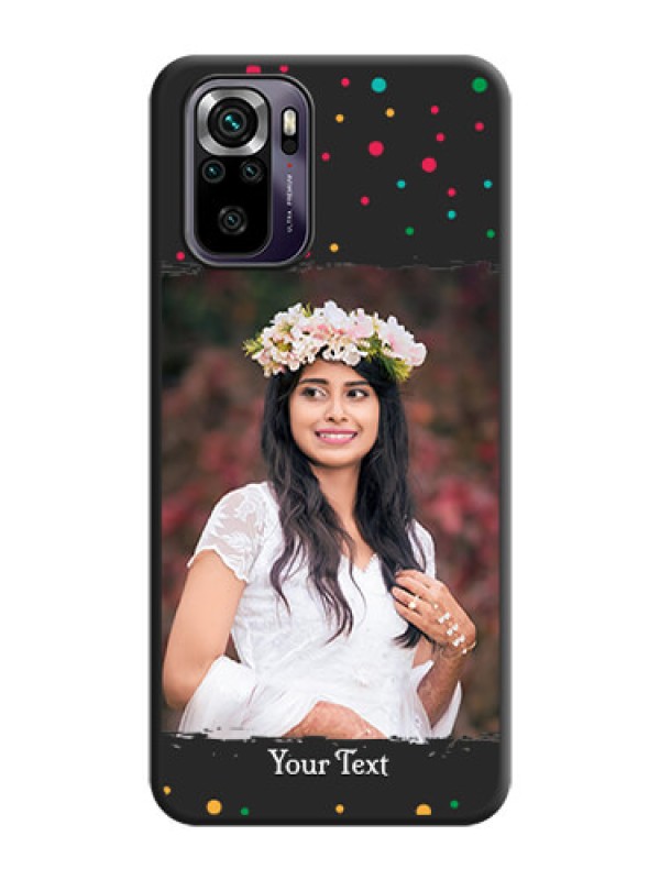 Custom Multicolor Dotted Pattern with Text on Space Black Custom Soft Matte Phone Back Cover - Redmi Note 10s