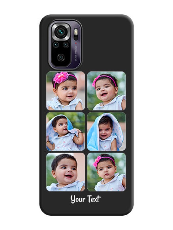 Custom Floral Art with 6 Image Holder on Photo on Space Black Soft Matte Mobile Case - Redmi Note 10s