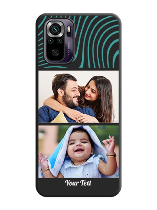 Custom Wave Pattern with 2 Image Holder on Space Black Personalized Soft Matte Phone Covers - Redmi Note 10s
