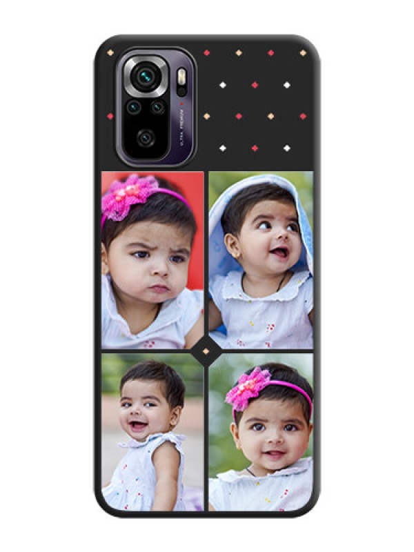 Custom Multicolor Dotted Pattern with 4 Image Holder on Space Black Custom Soft Matte Phone Cases - Redmi Note 10s