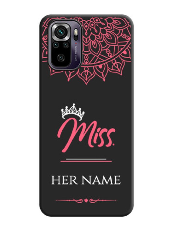 Custom Mrs Name with Floral Design on Space Black Personalized Soft Matte Phone Covers - Redmi Note 10s
