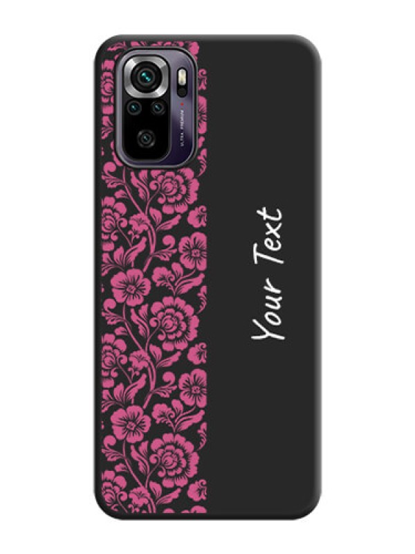 Custom Pink Floral Pattern Design With Custom Text On Space Black Personalized Soft Matte Phone Covers -Xiaomi Redmi Note 10S