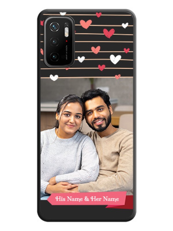 Custom Love Pattern with Name on Pink Ribbon  on Photo on Space Black Soft Matte Back Cover - Redmi Note 10T 5G