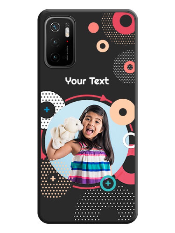 Custom Multicoloured Round Image on Personalised Space Black Soft Matte Cases - Redmi Note 10T 5G