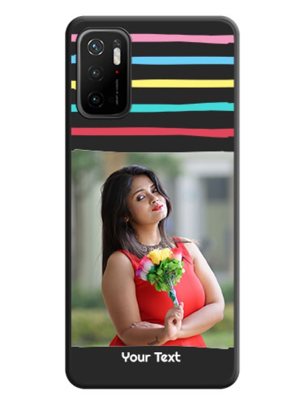 Custom Multicolor Lines with Image on Space Black Personalized Soft Matte Phone Covers - Redmi Note 10T 5G