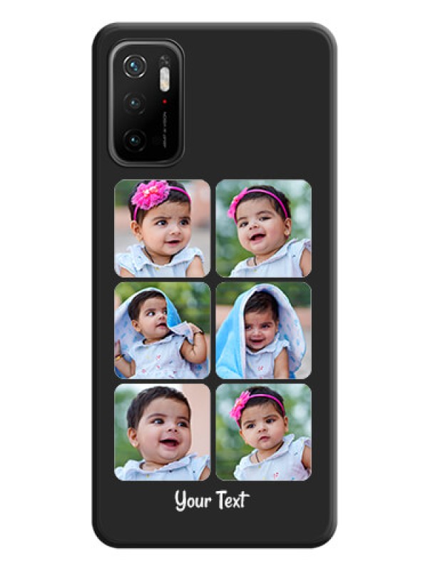 Custom Floral Art with 6 Image Holder on Photo on Space Black Soft Matte Mobile Case - Redmi Note 10T 5G