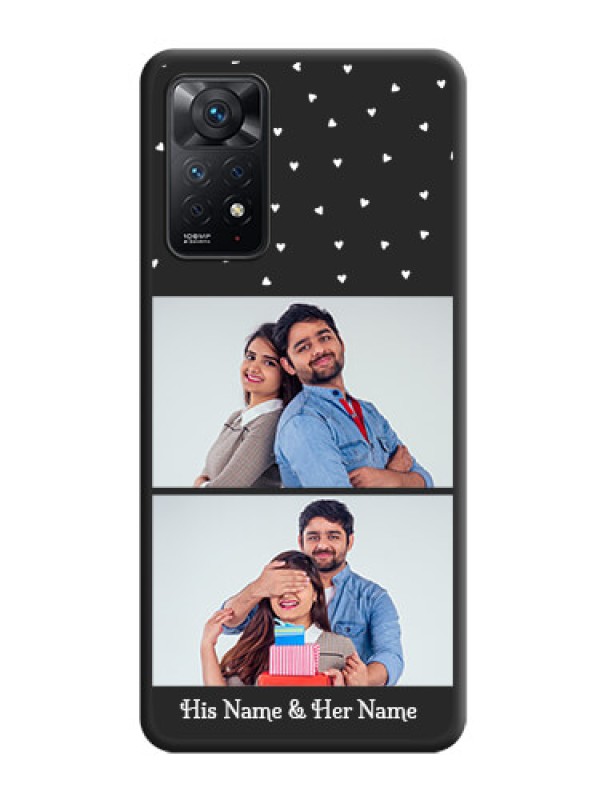Custom Miniature Love Symbols with Name on Space Black Custom Soft Matte Back Cover - Redmi Note 11 Pro 5G