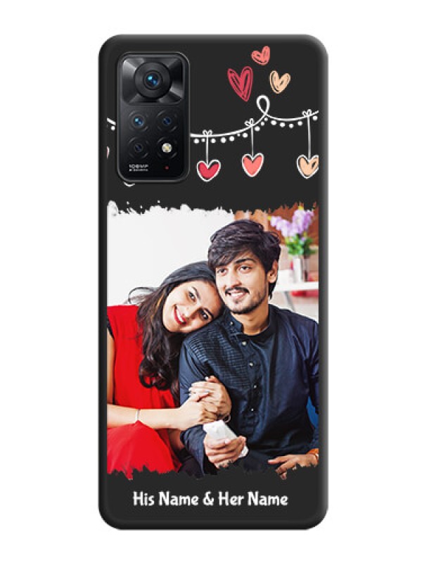 Custom Pink Love Hangings with Name on Space Black Custom Soft Matte Phone Cases - Redmi Note 11 Pro 5G