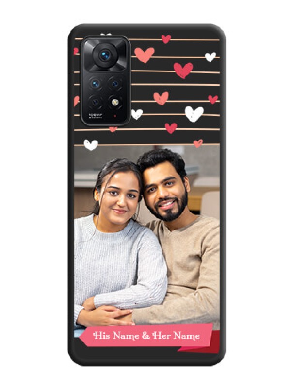 Custom Love Pattern with Name on Pink Ribbon  on Photo on Space Black Soft Matte Back Cover - Redmi Note 11 Pro 5G