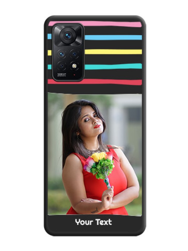 Custom Multicolor Lines with Image on Space Black Personalized Soft Matte Phone Covers - Redmi Note 11 Pro 5G