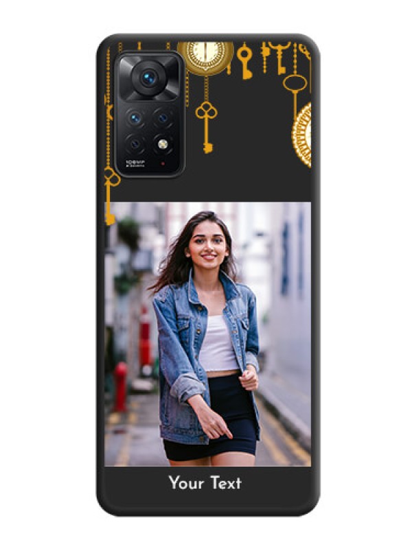 Custom Decorative Design with Text on Space Black Custom Soft Matte Back Cover - Redmi Note 11 Pro 5G