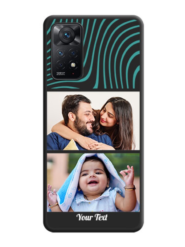 Custom Wave Pattern with 2 Image Holder on Space Black Personalized Soft Matte Phone Covers - Redmi Note 11 Pro 5G
