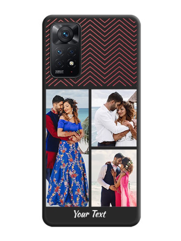Custom Wave Pattern with 3 Image Holder on Space Black Custom Soft Matte Back Cover - Redmi Note 11 Pro 5G