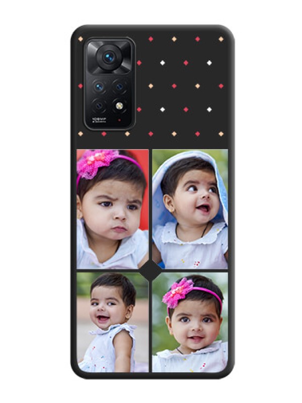 Custom Multicolor Dotted Pattern with 4 Image Holder on Space Black Custom Soft Matte Phone Cases - Redmi Note 11 Pro 5G