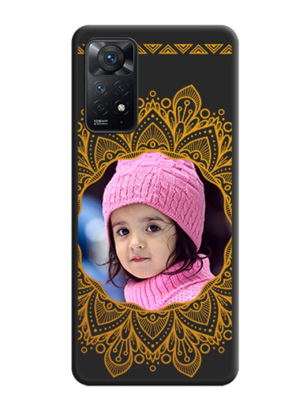 Custom Round Image with Floral Design on Photo on Space Black Soft Matte Mobile Cover - Redmi Note 11 Pro 5G