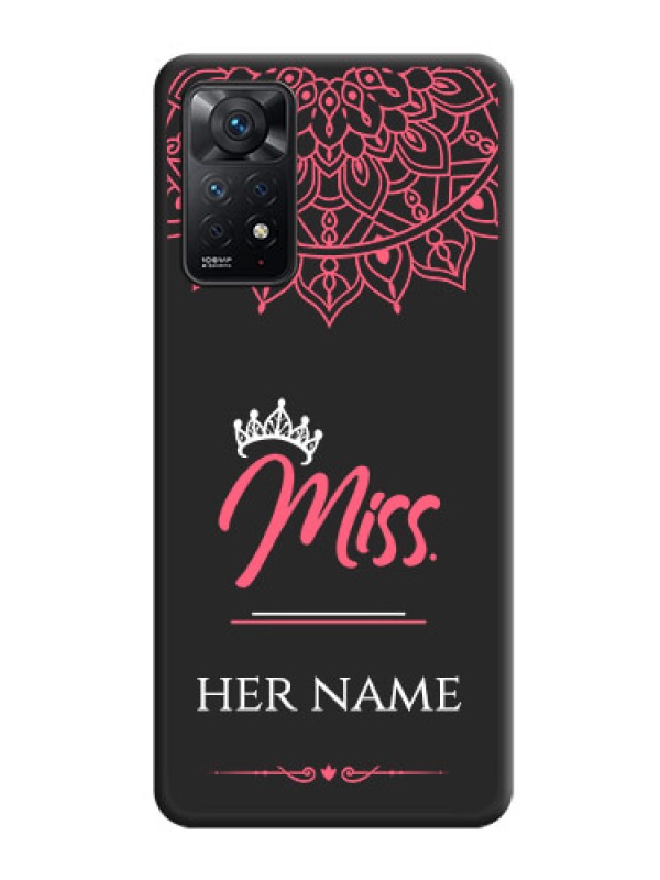 Custom Mrs Name with Floral Design on Space Black Personalized Soft Matte Phone Covers - Redmi Note 11 Pro 5G