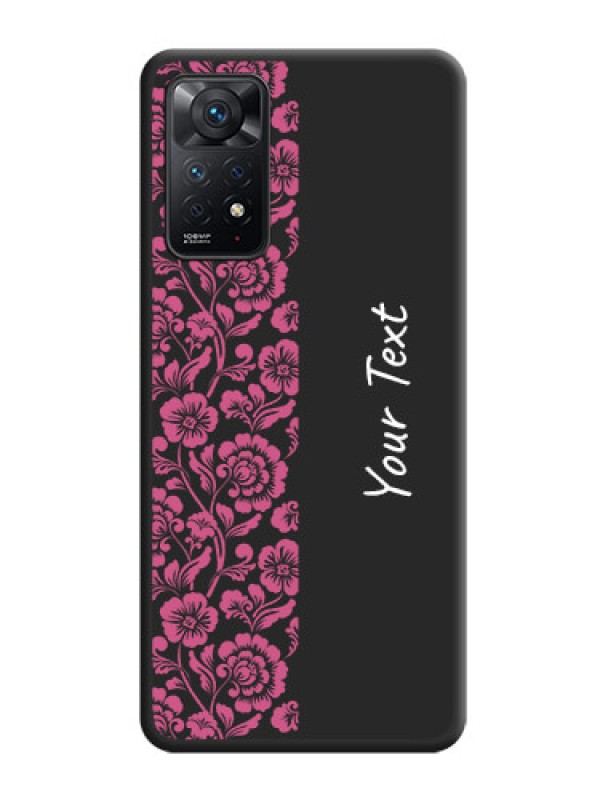 Custom Pink Floral Pattern Design With Custom Text On Space Black Personalized Soft Matte Phone Covers -Xiaomi Redmi Note 11 Pro 5G