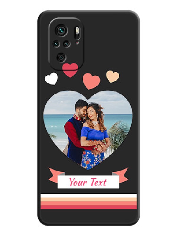 Custom Love Shaped Photo with Colorful Stripes on Personalised Space Black Soft Matte Cases - Redmi Note 11 Se