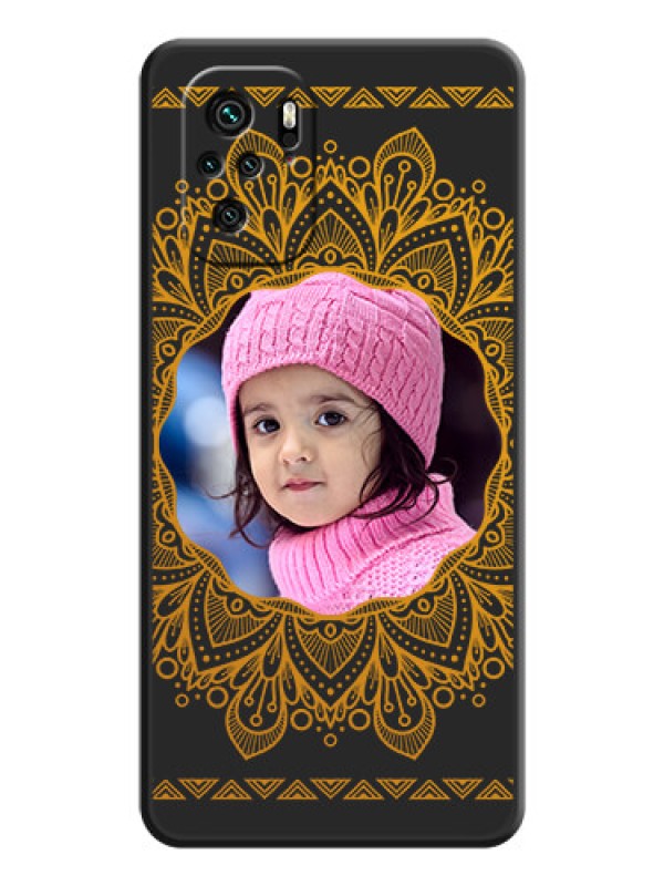 Custom Round Image with Floral Design on Photo on Space Black Soft Matte Mobile Cover - Redmi Note 11 Se