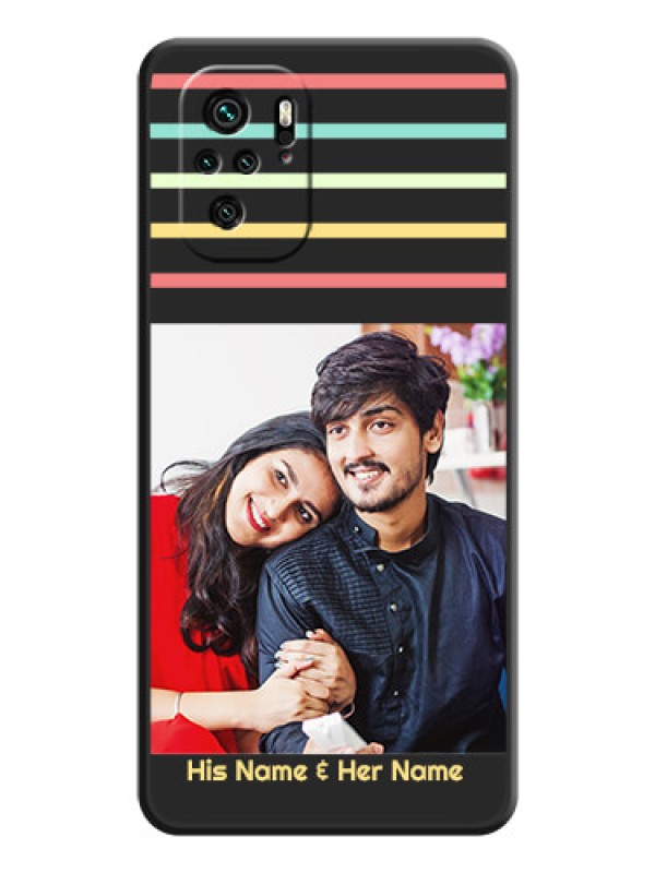 Custom Color Stripes with Photo and Text on Photo on Space Black Soft Matte Mobile Case - Redmi Note 11 Se