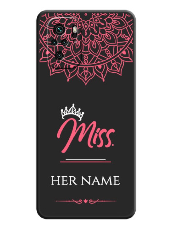 Custom Mrs Name with Floral Design on Space Black Personalized Soft Matte Phone Covers - Redmi Note 11 Se