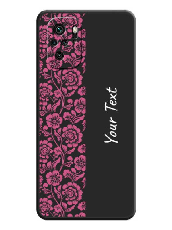 Custom Pink Floral Pattern Design With Custom Text On Space Black Personalized Soft Matte Phone Covers -Xiaomi Redmi Note 11 Se