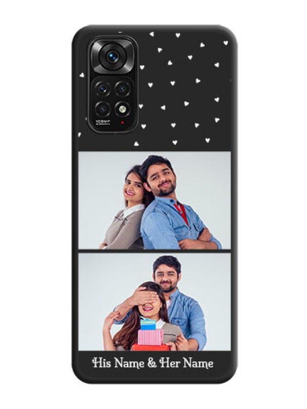 Custom Miniature Love Symbols with Name on Space Black Custom Soft Matte Back Cover - Redmi Note 11