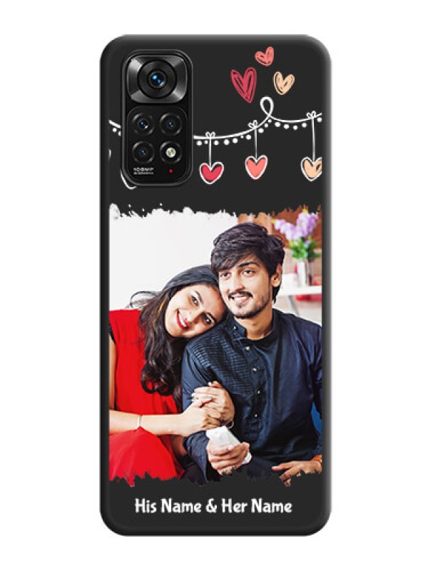 Custom Pink Love Hangings with Name on Space Black Custom Soft Matte Phone Cases - Redmi Note 11