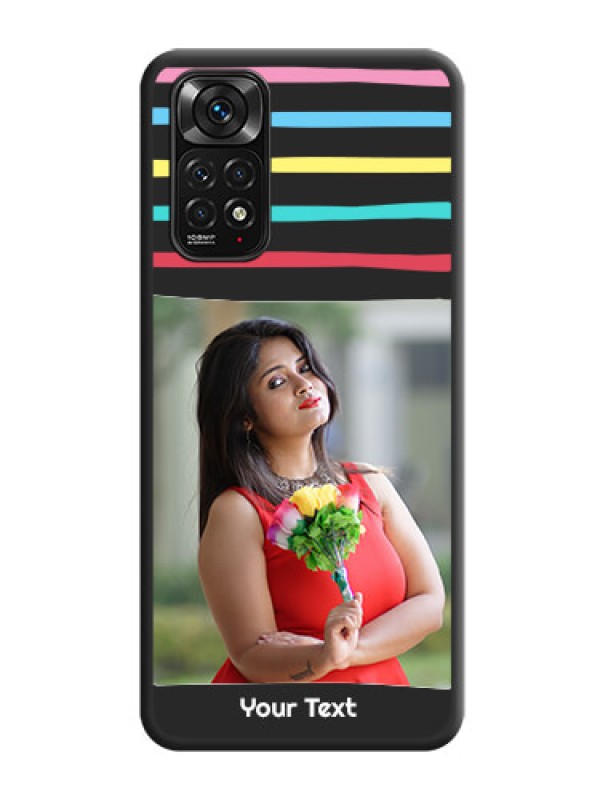 Custom Multicolor Lines with Image on Space Black Personalized Soft Matte Phone Covers - Redmi Note 11