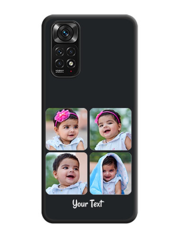 Custom Floral Art with 6 Image Holder on Photo on Space Black Soft Matte Mobile Case - Redmi Note 11