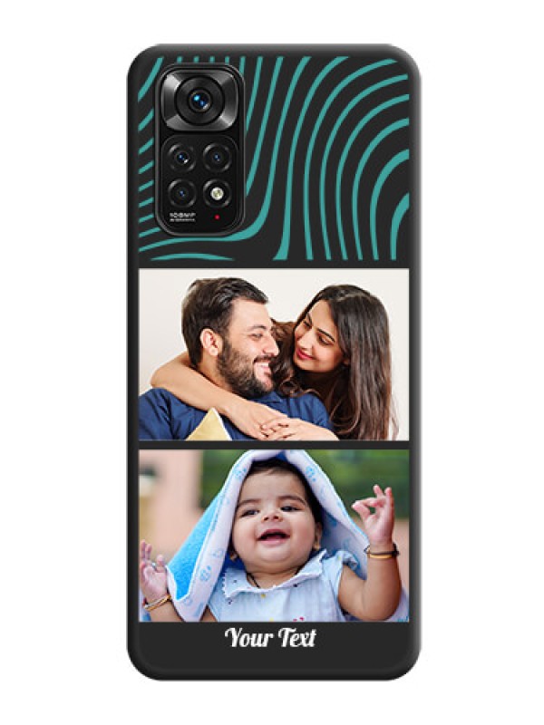 Custom Wave Pattern with 2 Image Holder on Space Black Personalized Soft Matte Phone Covers - Redmi Note 11