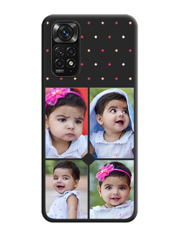 Custom Multicolor Dotted Pattern with 4 Image Holder on Space Black Custom Soft Matte Phone Cases - Redmi Note 11