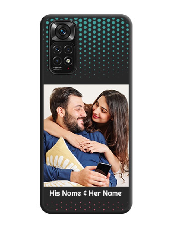 Custom Faded Dots with Grunge Photo Frame and Text on Space Black Custom Soft Matte Phone Cases - Redmi Note 11