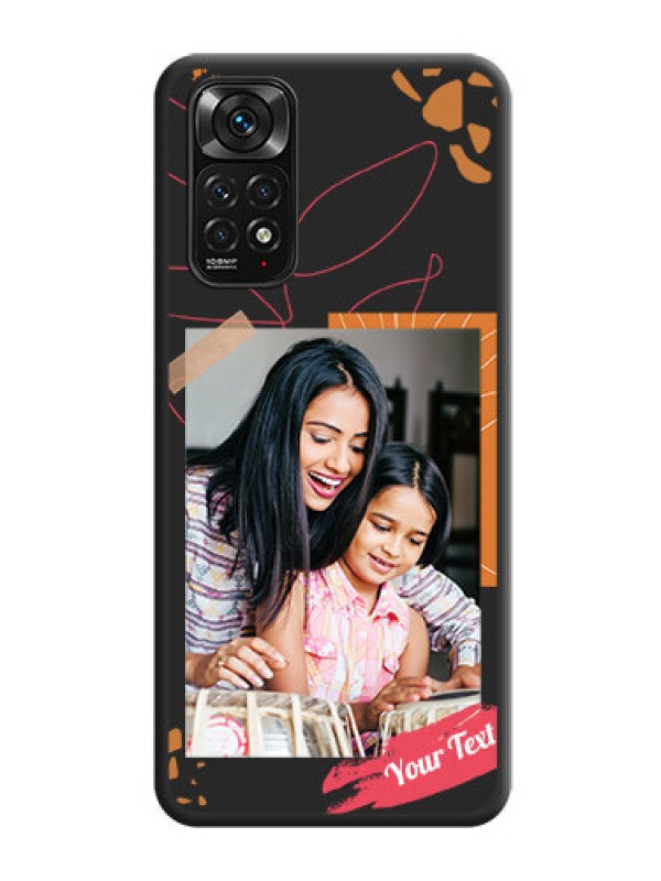 Custom Orange Photo Frame on Space Black Custom Soft Matte Phone Back Cover - Redmi Note 11